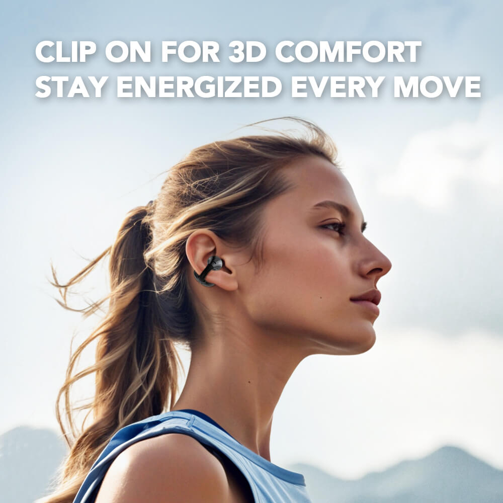 ClipWave Open-Ear Clip-On Earbuds | C-bridge Design With Open-ear Comfort